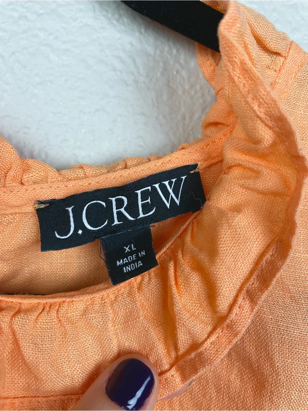 J.Crew Women's XL Fleur Top 100% Linen Ruffle Collar Orange Creamsicle Tank